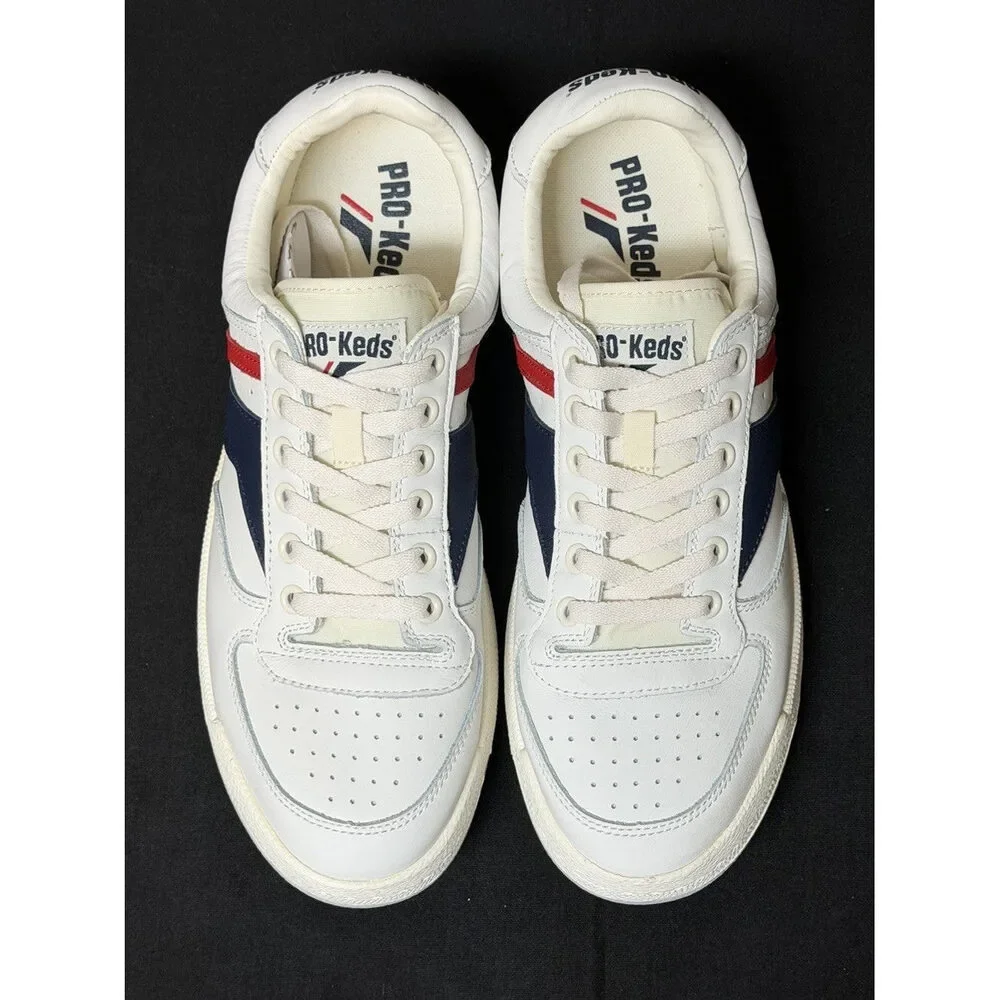 Pro-Keds Skyhawk Men's Size 13 (M) White/Blue/Red Low Top Leather Sneakers NWT